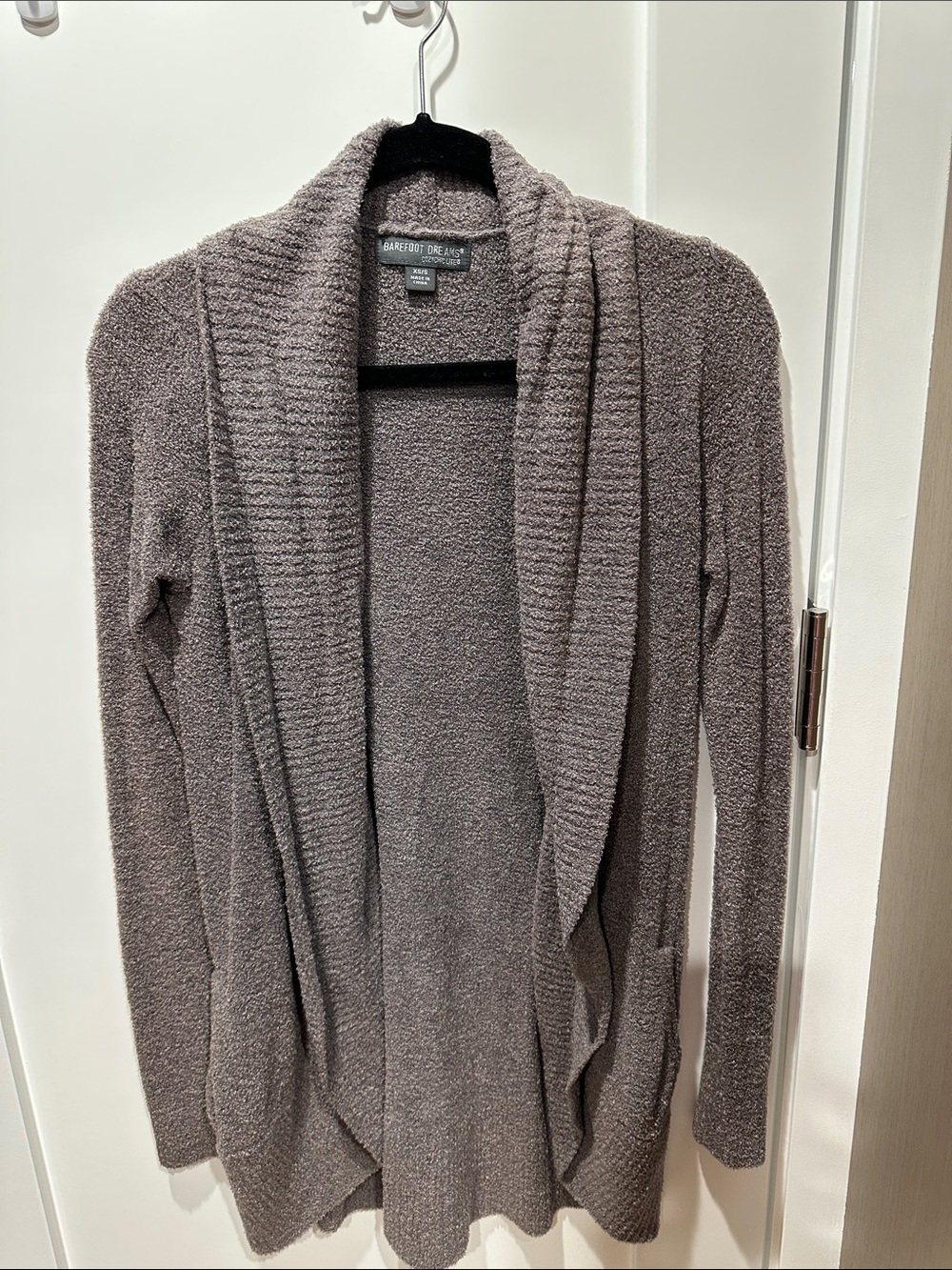 Barefoot Dreams Open-Front Taupe Gray Cozy Cardigan